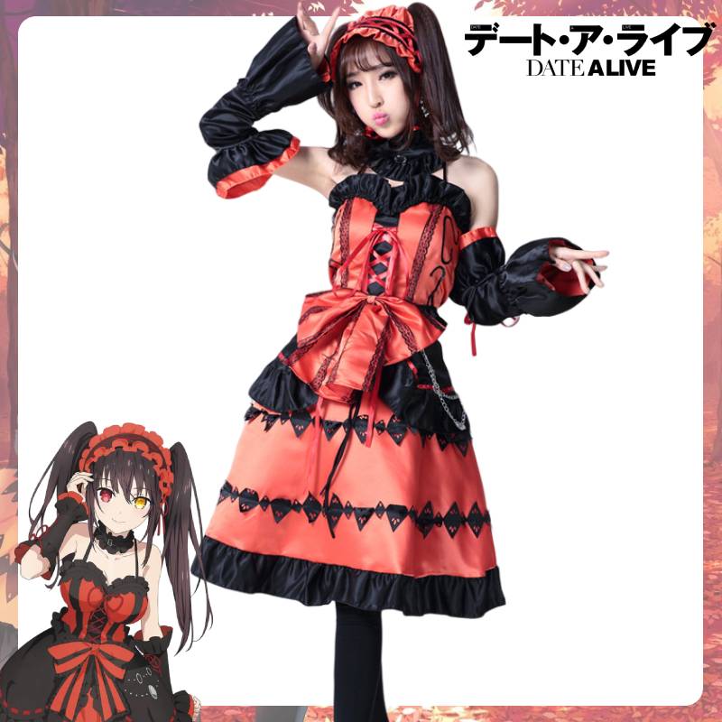 Date A Anime Live Tokisaki Kurumi Cosplaycostume Lolita Dress Girl Halloweensuit