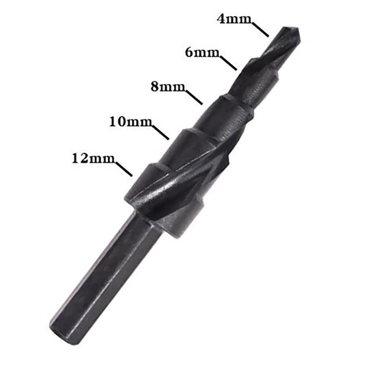 Spirals Grooved Peeling Drill with Round Shank, Sheet Metal Drill Bit, Step Drill for Metal, Taper Drill Diameter 4-32mm