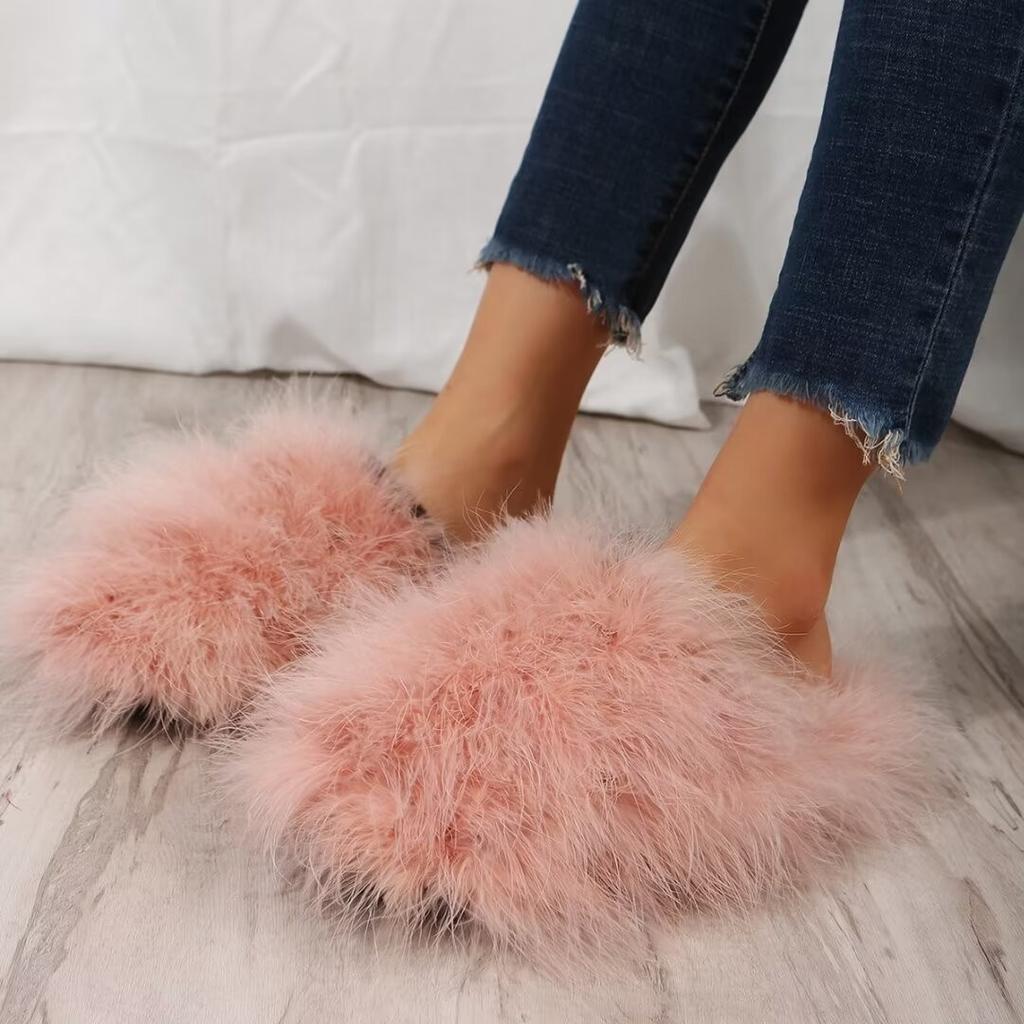 Fashion Summer Women Fox Slides Real Slippers Luxury Flip Flops House Shoes Fuzzy Fluffy Flat Slippers Fashion Sandals Slides Women