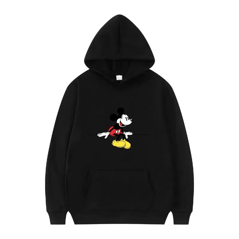 Disney Mickey Mouse Pattern Woman Fleece Sporty Loose Grey Winter Tops Clothing Pullovers Ladies Cheap Hoodies Men Sweatshirts