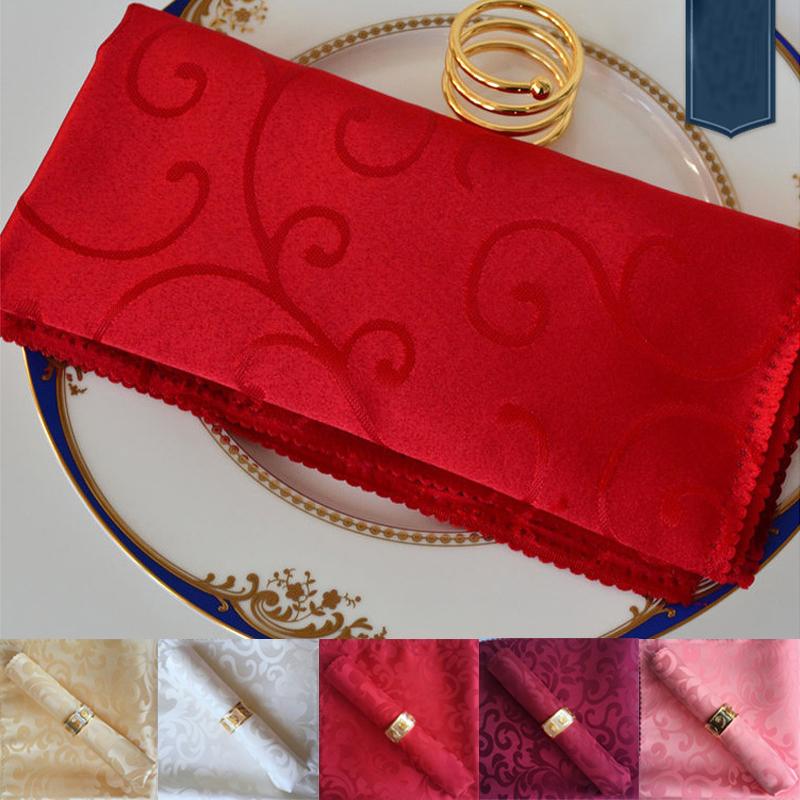 Cheap 10pcs 48cm Table Napkins Cloth Square Polyester Fabric For