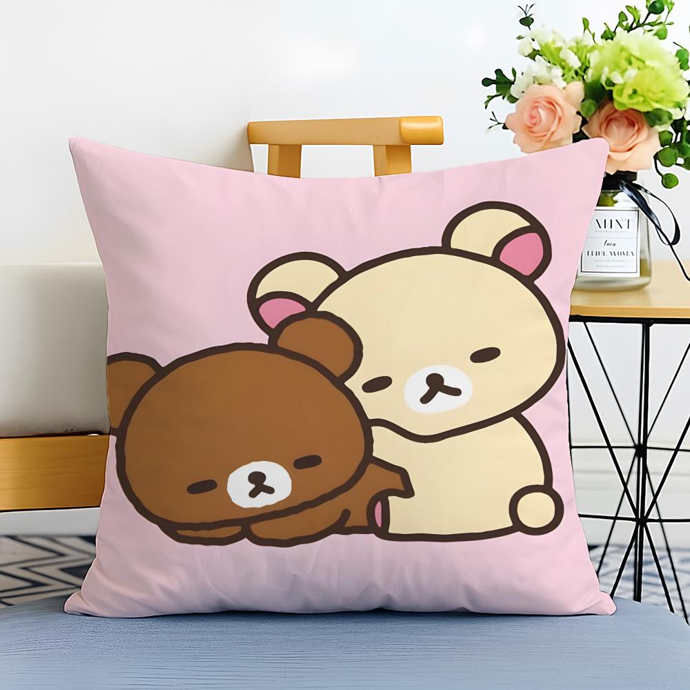 RRilakkuma Cushion Cover Washable Linen Pillowcase Soft  for Sofa Bed Cozy Home Room Decor