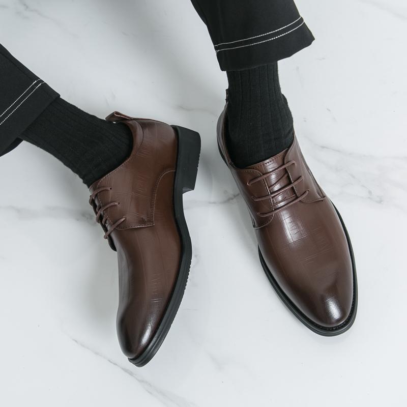 Fashion Fashion New Designer Pointed Lace Up Derby Shoes For Men Black Brown Wedding Dress Homecoming Formal Wedding Footwear