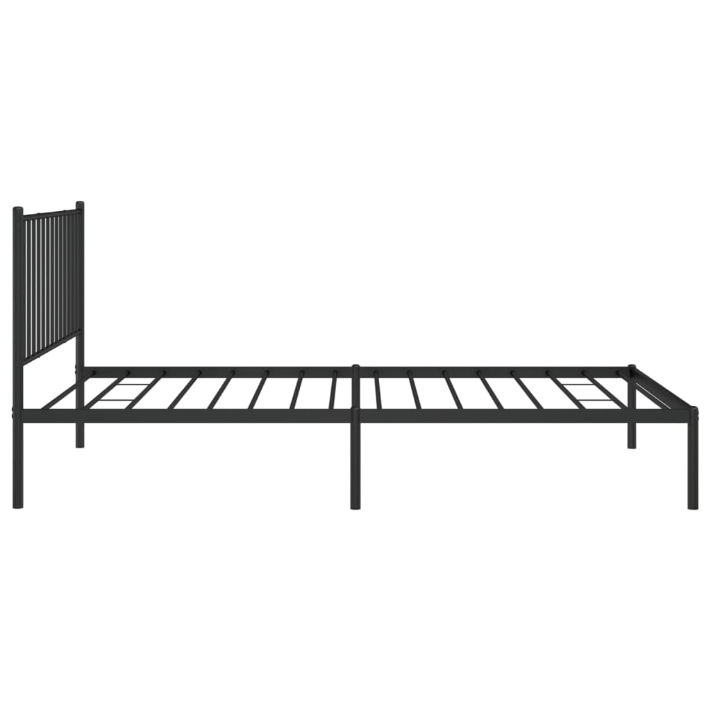 Metal Bed Frame with Headboard Black 107 x 203 cm