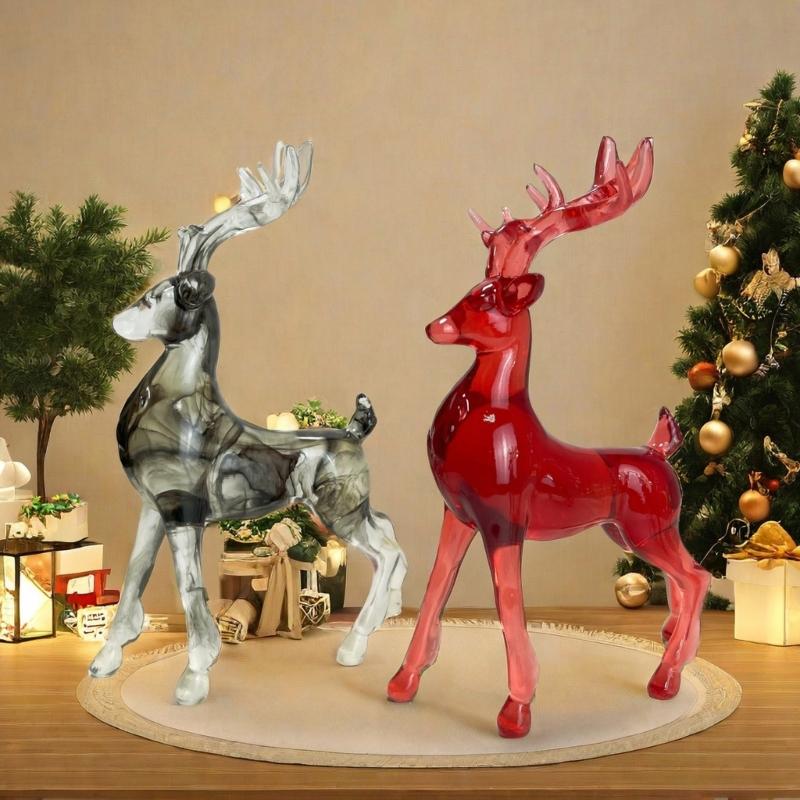 Elegants Resins Reindeers Figurine Modern Home Decoration Standing Deer Statue for Christmas Decoration