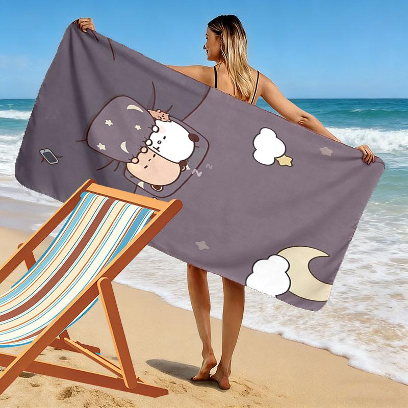 Bubu Dudu Print Beach Towel, Large Soft Quick Dry Towel for Beach Camping Swimming