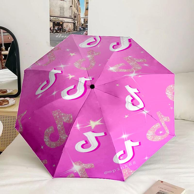 Neon Tik-tok Logo Art Umbrella 8-Frame for Travel, camping, Casual Lightweight Portable Umbrella, Essential for every family Holidays Gift