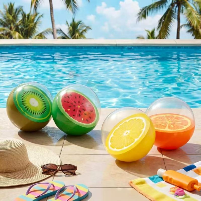 Transparent Pvc Inflatable Fruit Beach Ball Cute Water Play Toy Party Water Balloon For Pool Beach Summer Outdoor Activities