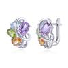 Gorgeous Natural Amethyst, Sky, Peridot, Citrine Earrings 925 Sterling Silver Fine Jewelry for Women's Wedding and Banquet Gift