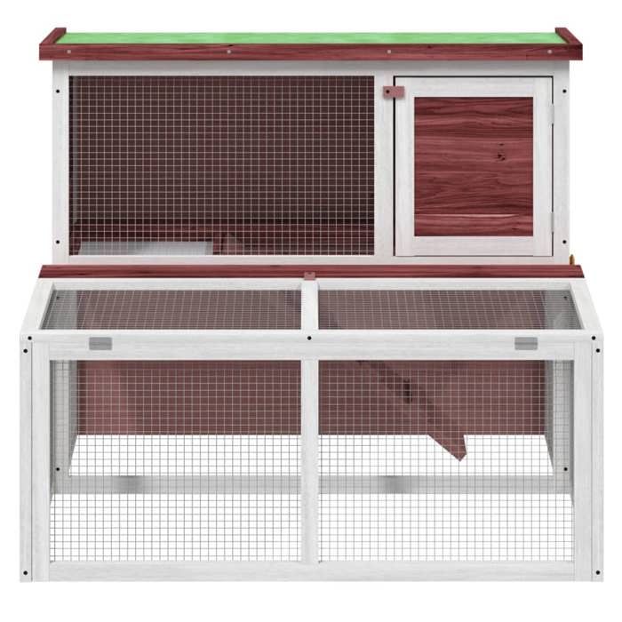 Clapier / cage à lapin - Maison Exclusive - Bois pin massif - 2 niveaux avec nichoir et rampe - 102 x 90 x 84,5 cm
