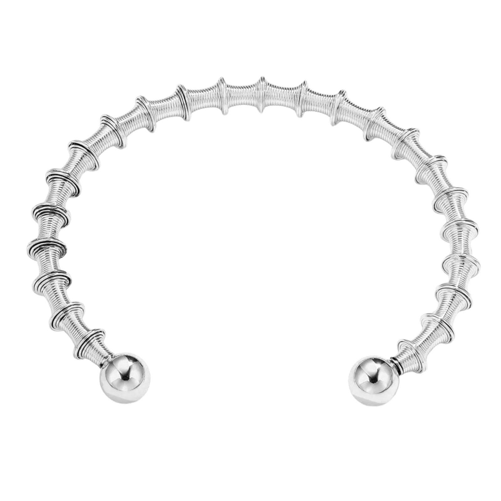 

Модный С-образный браслет из нержавеющей стали, пружинный браслет, богемский открытый браслет, подарок ручной работы для девушки 2 серебряный
