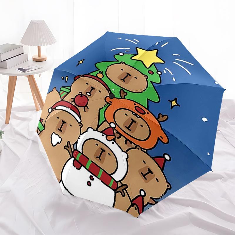 Capybara Themed Travel Umbrella-8 Ribs Automatic Opening and Closing, Portable Folding Design, Compact and Stylish Umbrella Suitable for Out
