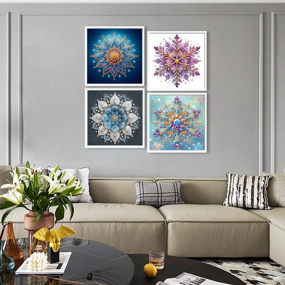 4pcs 5D DIY Partial Special Shaped Drill Diamond Painting Flower Decor 30x30cm