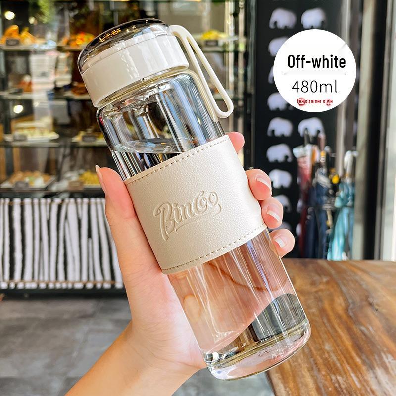 Portable Cute Glass Water Cup with Lid - Stylish Summer Tea Brewing Mug