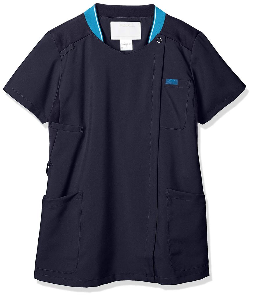 Lab Zip Medical For Easy to Put On and Take Easy Care Dark Navy x Dark Navy L [Zip Scrub] Scrub, Coat, Scrub, Medical, Knit, Women, Stretchy,