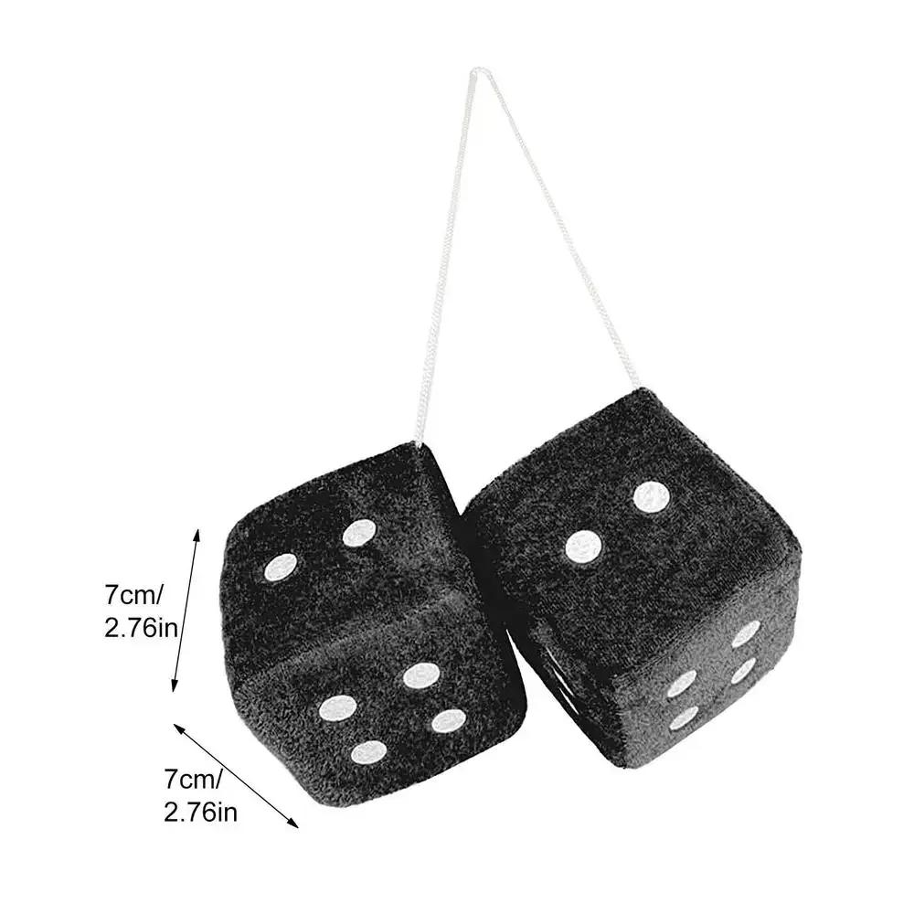 Car Rear View Mirror Dice Hanger Pendant Auto Plush Dice Ornaments Suction Cup Dice Decoration Key Chains For Car Interior