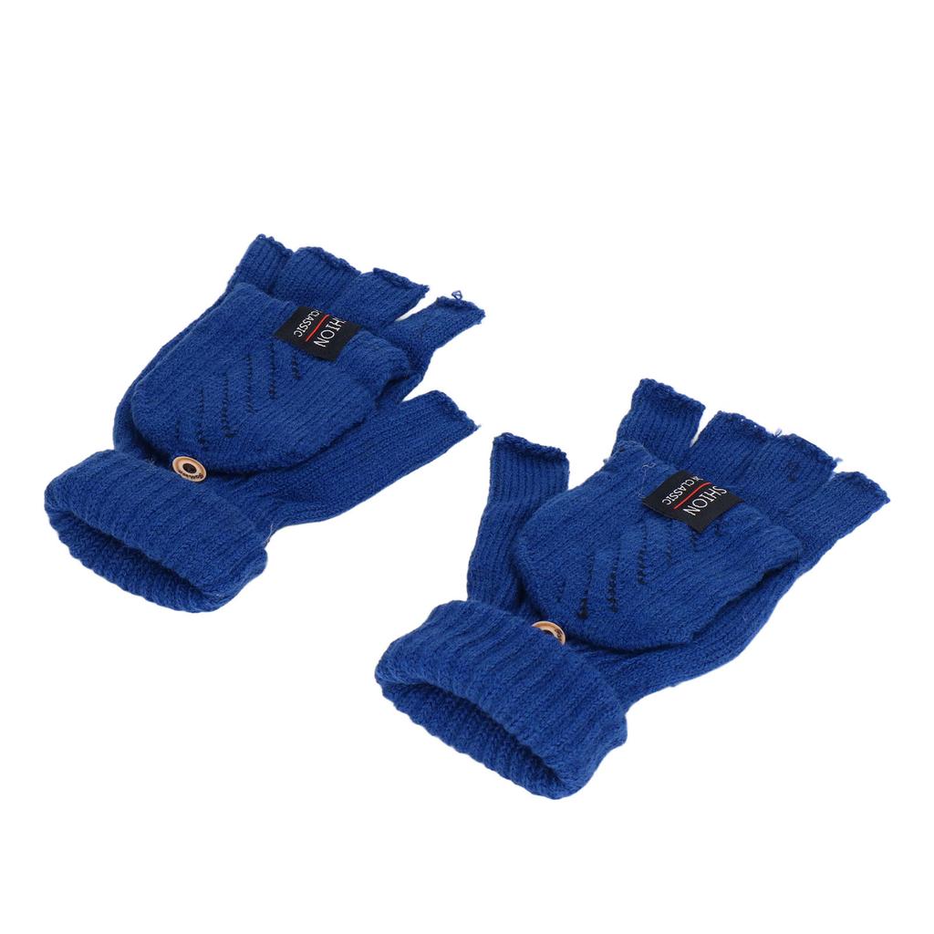 1 Pair USB Heated Gloves Electric Heating Thermal Knitting Gloves Half Finger Winter Hand Warmer for Working Blue