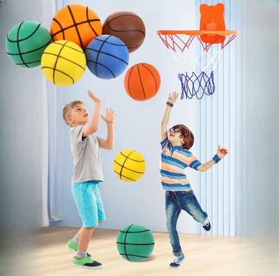 24cm Bouncing Mute Ball Indoor Silent Basketball Foam Basketball Silent Soft Ball Size 7 Air Bounce Basket Ball 3/5/7 Sports Toy