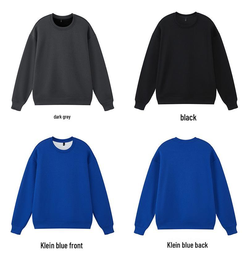 Trendy Heavyweight Drop Shoulder Cotton Pullover Women's Loose Long Sleeve Solid Sweatshirt