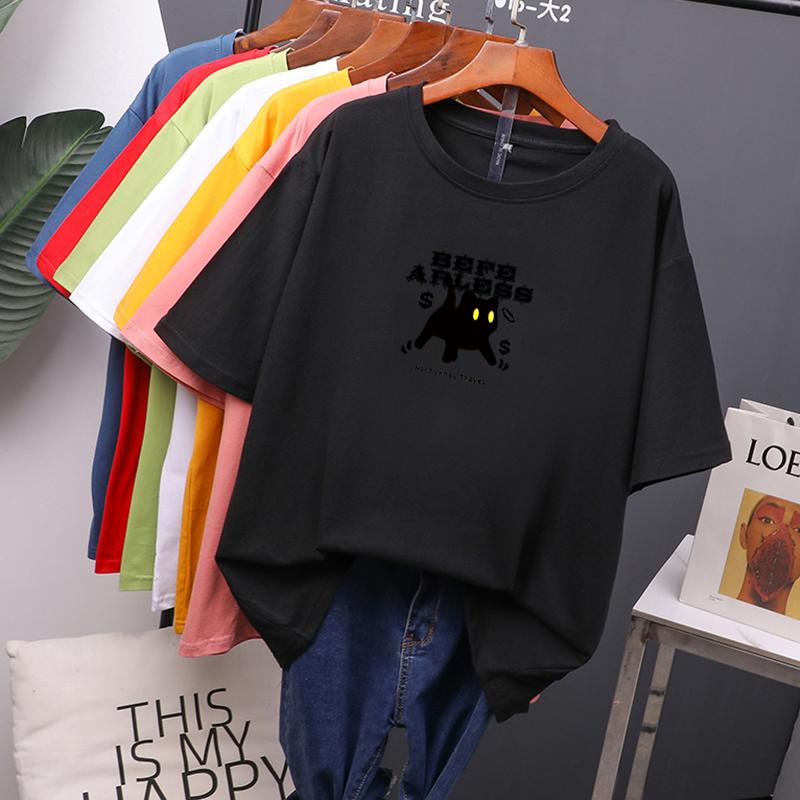 Cat Animal Pet Love Style Clothes Summer Female T-shirts Short Sleeve Ladies Print Fashion Women's Clothing Graphic Tee