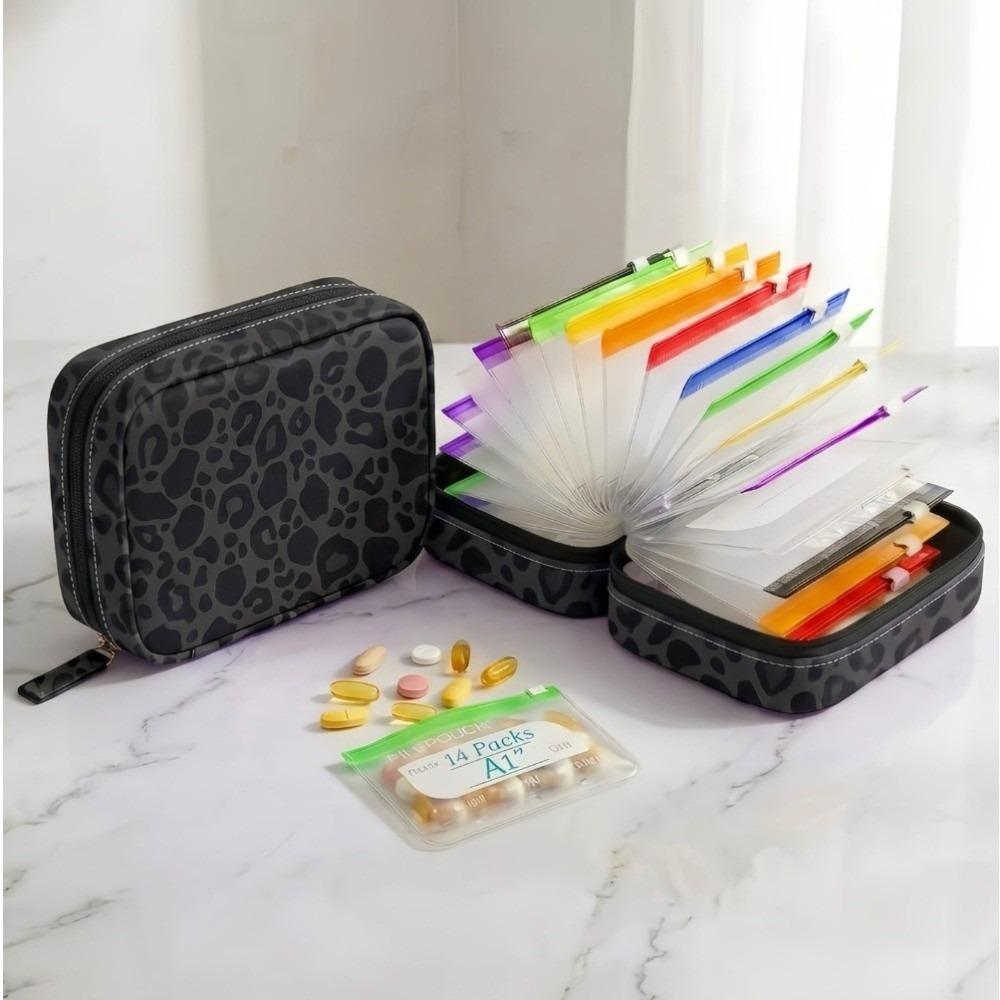 with14 Zippered Pouches Pill Pouch Organizer BPA-Free Medicine Case Daily Travel