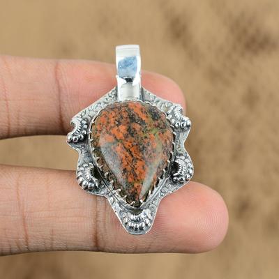 Anniversary Gift For Her Natural Grass Garnet Gemstone Pendant 925 Silver