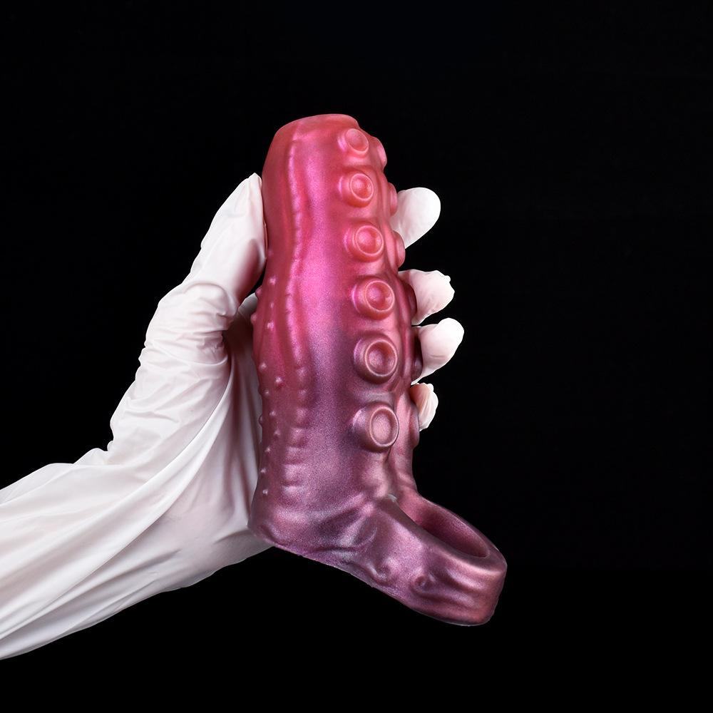 Penis Sleeve with Cock Ring, Male Sex Toys Enhance Male Stamina, Reusable Penis Extender, Stretchy Silicone Ring for Enlargement and Prolongation