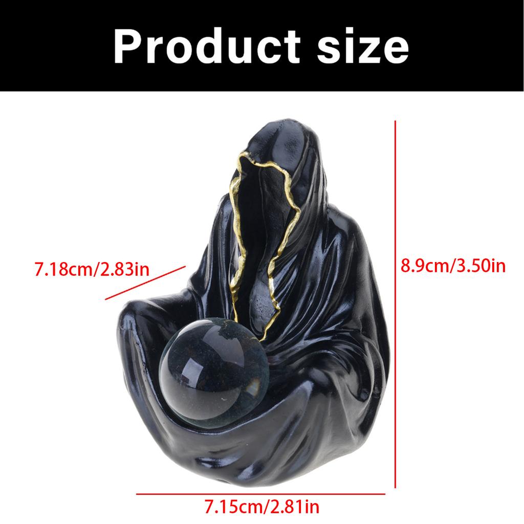 Resins Death God Sculpture Crystal Ball Halloween Decors With Flying Bats For Home Party Collectible Ornament Gift