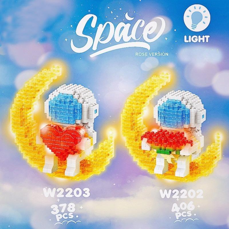 Kids Minifigures Building Blocks Bricks Moonlight Astronaut Education Toys