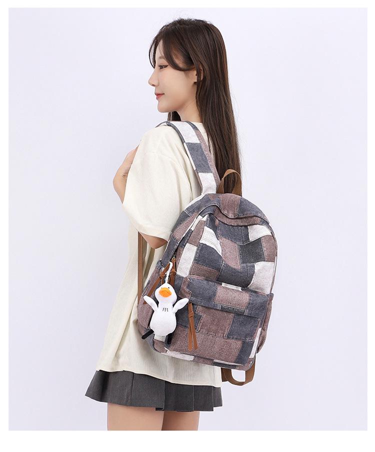 Women's Retro Plaid Large Capacity School Backpack - Japanese College Style