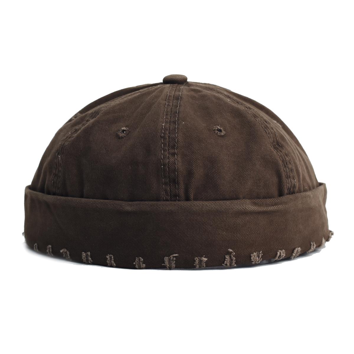 

Винтажная докерская шапка без козырька, шапочка-скуфья, ретро, хлопок, регулируемый однотонный цвет, лето, осень, весна, хип-хоп мода коричневый