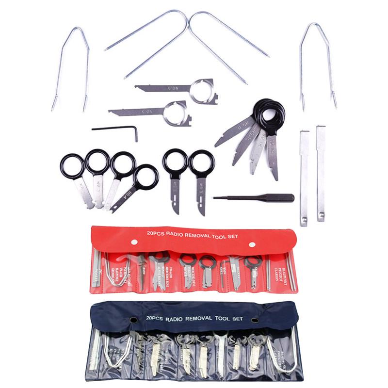 20Pcs Professional Car Radio Stereo Audio CD Player Removal Install Key Tool Kit