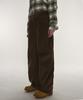 SOME PLACE Balloon Wide Corduroy Stitch Point Cotton Pants [Brown]