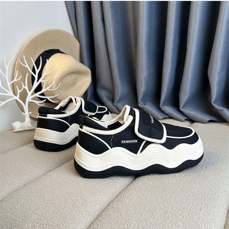 Female Footwear Black Sports Round Toe Women's Shoes Sneakers Athletic High On Platform Offers Stylish Vulcanized For Shoe