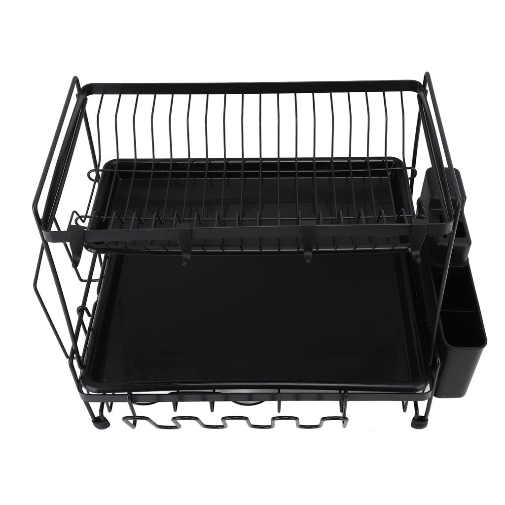 Dish Drying Rack 2 Layer Foldable Versatile Convenient Storage Dish Drainer Rack with Utensil