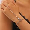 Fashion Finger Chain & Ring Set Interconnected Bracelet with Adjustable Rings Vintage Hand Jewelry for