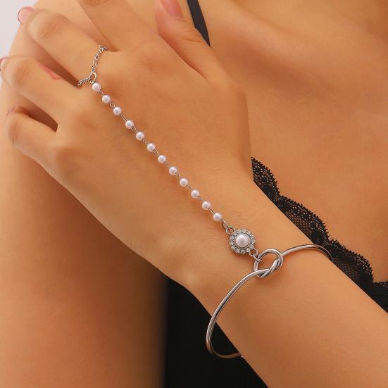 Fashion Finger Chain & Ring Set Interconnected Bracelet with Adjustable Rings Vintage Hand Jewelry for