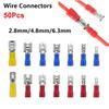 50 Stück 2,8/4,8/6,3 mm Drahtverbinder Isoliert Buchse/Stecker Elektrischer Crimp-Stecker FDD/MDD1,25/2/5,5 Gabel-Schnellverbinder