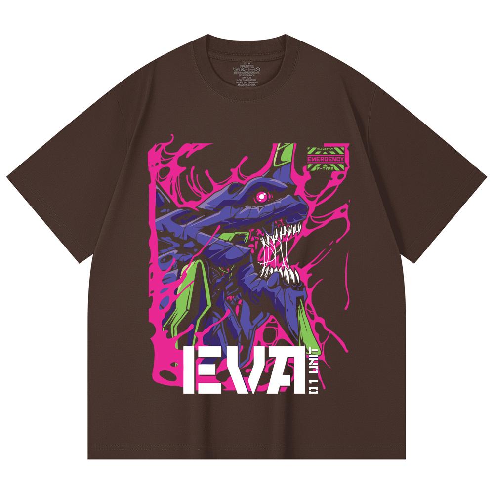 230 Gsm 100% Cotton Evangelion V8 Print Unisex Heavy Cotton T Shirt