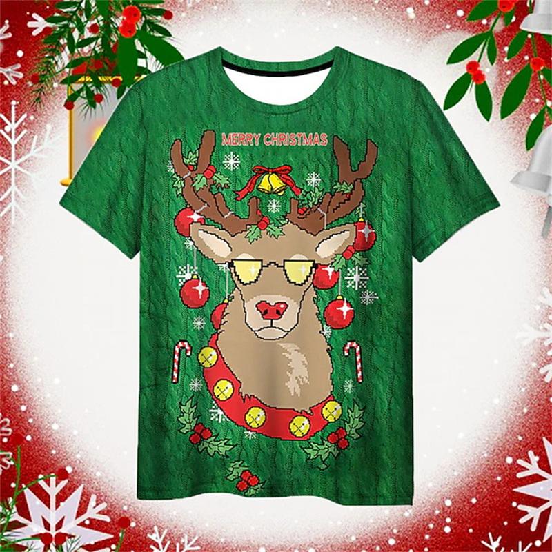 Christmas 3d Print T Shirt Fall Fashion Women's Clothing Christmas Graphic Short Sleeve Casual Oversized T-shirt Men Clothing Tee
