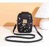 Embroidered Lock Single Shoulder Vertical Small Square Bag Messenger Bag Simple Mobile Phone Bag Girls Mouth Red Envelope