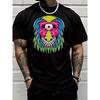 Men'S Casual Black T-Shirt Colorful One-Eyed Monster Graphic Street Style Fashion Adult Male Casual Wear