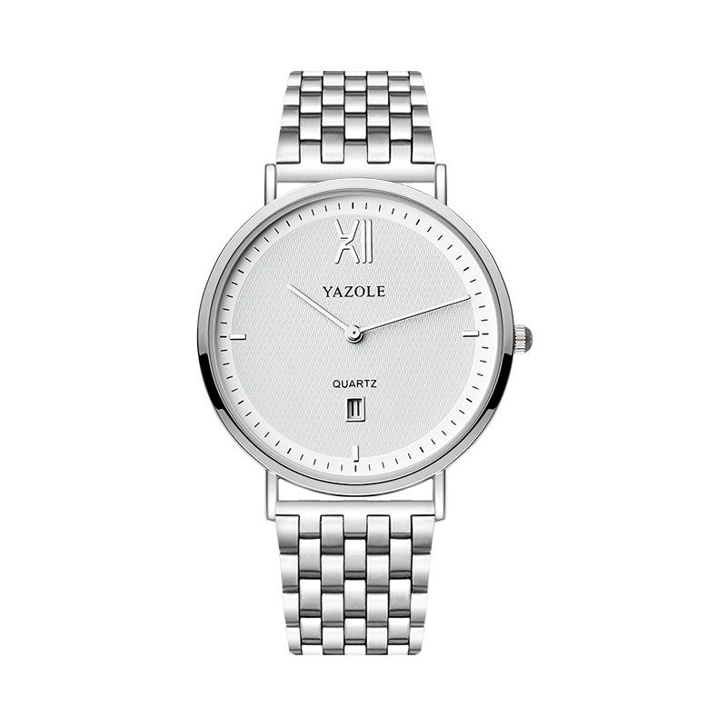 Top Brand New Calendar Watch Men's Student Waterproof Stainless Steel Band Quartz Wrist Watch