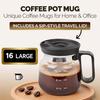 Glass Coffee Mug 16 Oz Coffee Pot Style Mug with Lid Large Capacity Hot And Cold Drink Cup Gift for Coffee Lovers
