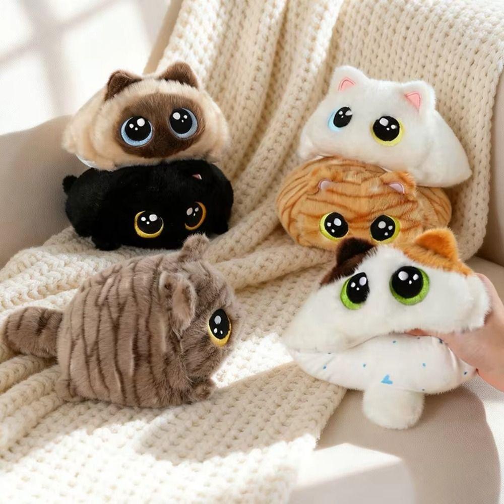 Fluffy Soft Big Eyes Cat Plush Doll Round Stuffed Animals Cat Round Plush Toys Home Decoration