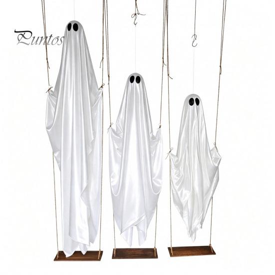 Hanging Ghost Decor Swinging Halloween Decoration, LED Light Up Large Spooky Weighted Fabric with Remote Control for Outside Garden Yard Porch