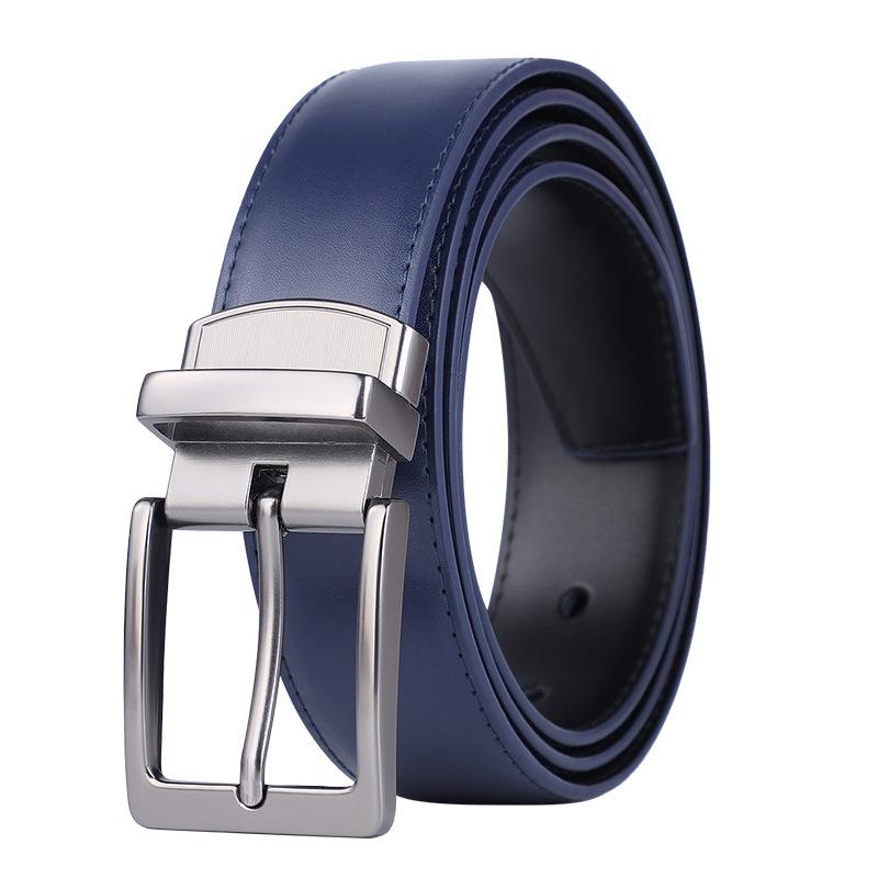 Double-Sided Use Men'S Belt Leather Rotating Pin Buckle Cowhide Belt Business Versatile Belt Middle-Aged And Young People