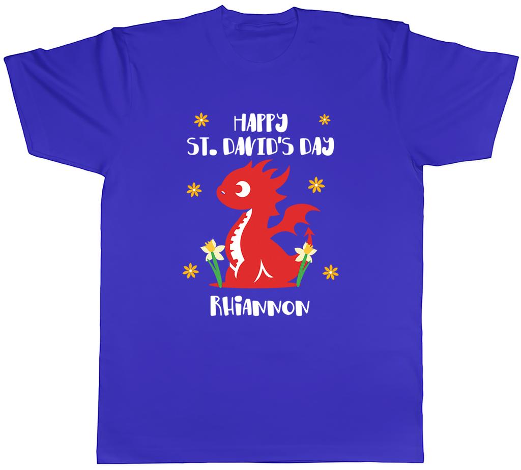Personalised Happy St Davids Day Dragon Wales Unisexs TShirt Tee Gift Top