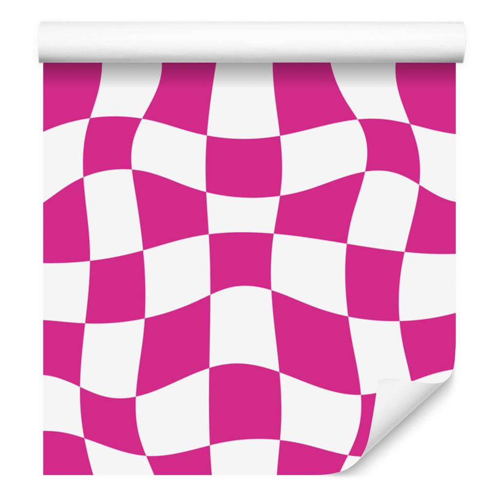 Wallpaper Casual Checkerboard Purple, White and Powder Pink 50x1000