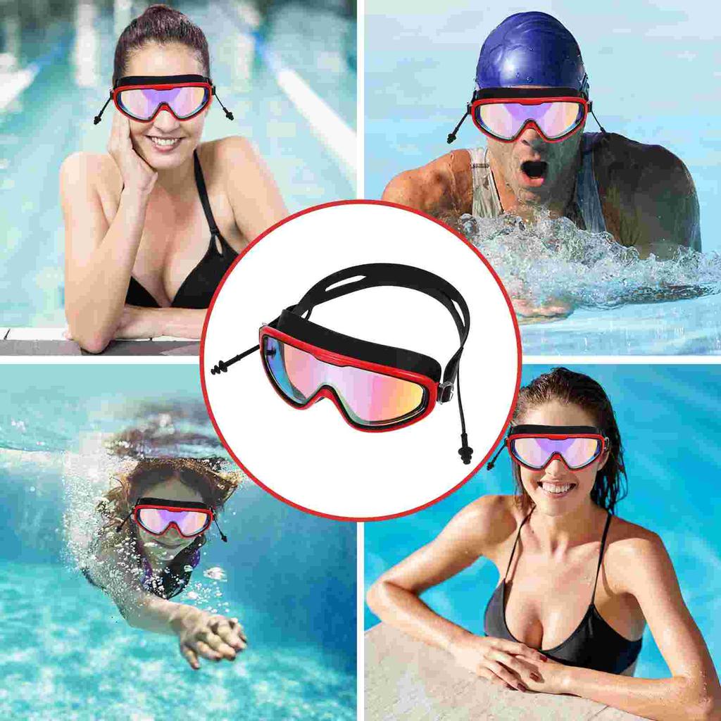 Adjustable Swimming Goggles Glasses Anti- Fog Red Silica Gel for Man Men